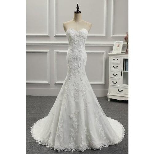 Sweetheart Neck Mermaid Wedding Dress Boho 2021 Lace Appliques Backless Bridal Dress Plus Size Vestido De Noiva