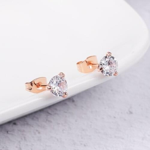 DFE435 0.7 Carat Cubic Zirconia Stud Earrings Silver Color Silver Color Fashion CZ Stone Jewelry For Women brincos