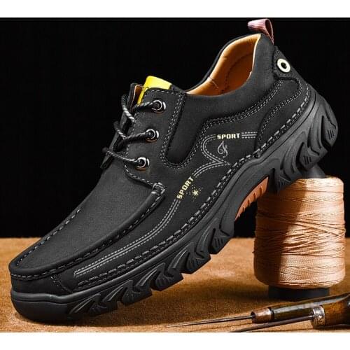 New Spring Mens Shoes Lace-up Luxury Shoes Genuine Leather Handmade Outdoor Casual Loafers High Quality Oxfords Platform Shoes