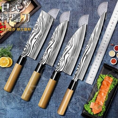 Damascus Japanese Kitchen Knife Set Professional Handmade Meat Knife Chef Knife Forged Stainless Steel Cooking Set