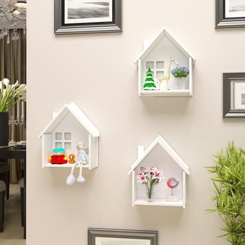 Wall Decoration Storage Shelf Living Room Bedroom Decoration Shelf Small House Hangers Partition Pendant Decoration Not Punched