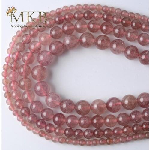 Natural Stone Strawberry Crystal Stone Round Beads For Jewelry Making Space Loose Beads 4/6/8/10mm Diy Bracelet Jewellery 15