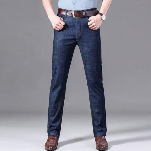 New mens jeans mens straight loose casual trousers mens trousers midwaist stretch mens jeans