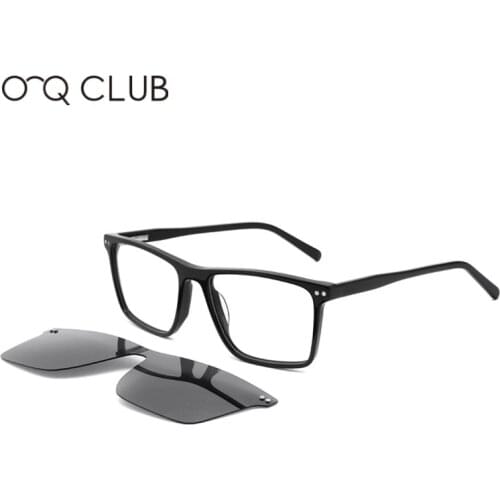 O-Q CLUB Polarized Sunglasses Men Women Myopia Optical Glasses Square Magnetic Clip-on Prescription Eyeglasses FG1026