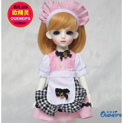 BJD SD Doll Clothes 1/6 Outfit Pink Dresses Plaid aprons Anime uniforms Temptations For AI Girl Body YF6-66 Doll Accessories