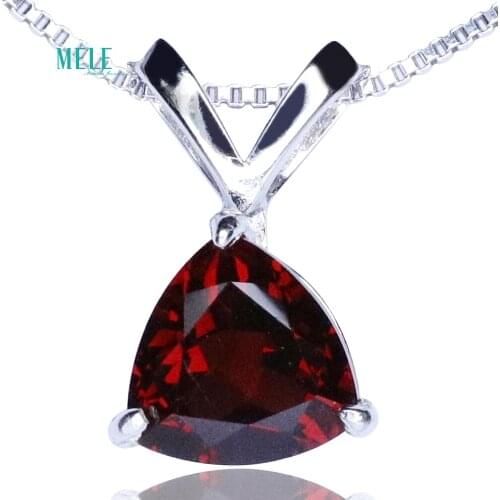 Natural Red garnet pendant necklaces pendants pendant drop ornaments Triangle 9mm