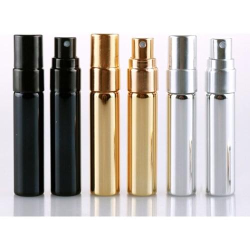 5ml UV Gold Silver Black Perfume Atomizer Empty Travel Bottle Parfum Women Pocket Spray Refillable Glass Bottles 50pcs/lot