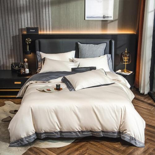 Chic Home Hotel Brief Style White Grey Bedding Set Silky Soft Egyptian Cotton Bedlinen Duvet Cover Bed Sheets Queen King Size