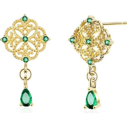 Super Immortal Temperament Emerald Drop Earrings for Women 14k Gold Wedding Luxury Jewelry Water Drop Tassel Earring Gifts