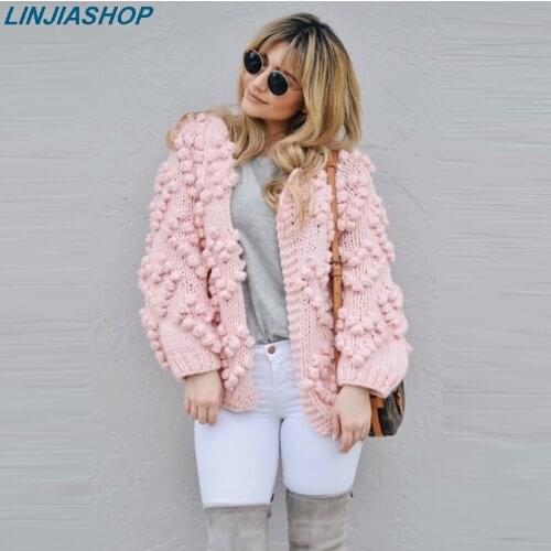 Super chic jumper pink christmas cardigan autumn winter outwear casual special 3D flower cashmere women white sweaters
