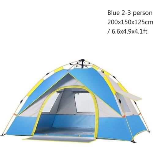 Travel Family Rainproof Windproof Sunshade Awning Shelter Beach Easy Open Hiking Tents 1-4 Person Fully Automatic Tent Camping