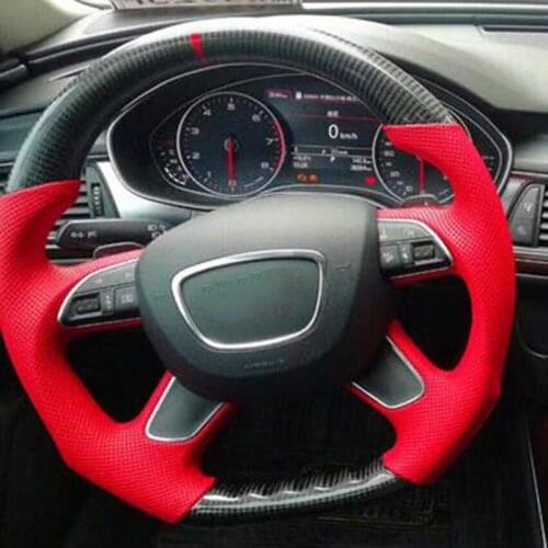 Carbon Fiber Racing Steering Wheel Preforated Leather For Audi A3 A4 A5