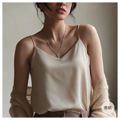 Women 2021 Summer Fashion Solid Color Camisole Tops Female Ice Silk Satin Vest Tops Ladies Thin V-neck Underwear Tops E224
