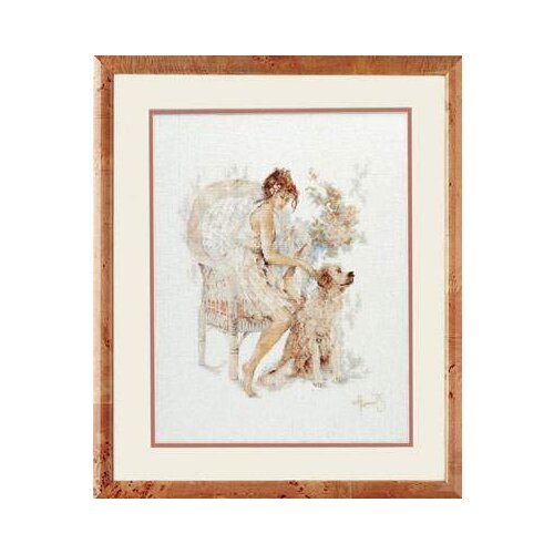 Gold Collection Counted Cross Stitch Kit Lanarte Seated Girl with Dog Puppy Pet Animal