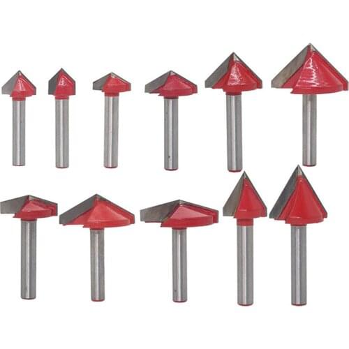 1pc 6mm V Bit CNC Solid Carbide End Mill Tungsten Steel Woodworking Milling Cutter 3D Wood MDF Router Bit 60 90 120 150 Degrees