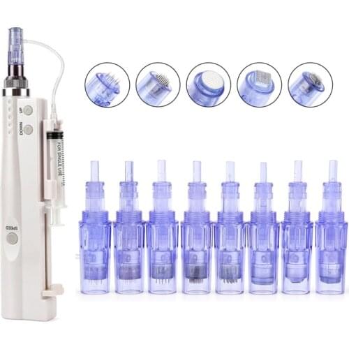 10Pcs Meso Microneedle Cartridges 9 12 36 Nano Needles With Syring Tube For Mini Mesotherapy Injector Hydra Pen Derma Stamp Kit