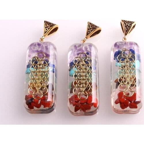 12PCS 50*20*10mm Chakra Radiesthesia Necklace Pendants Reiki Orgonite Energy Pendulum Natural Stone Jewelry Making For Wholesale