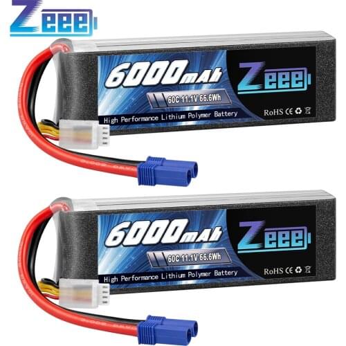 2units Zeee 3S Lipo Battery 11.1V 6000mAh 60C Soft Case Battery with EC5 Plug for Helicopter Plane Quadcopter RC Car