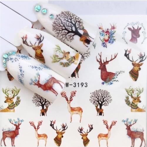 YZWLE 2020 New Styles 1 PC Deer / Flower Water Transfer Nail Art Sticker Beauty Decal Nails Art Decorations