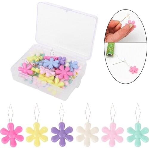 30pcs Flower Shape Wire Loop Needle Threaders for Cross Stitch Embroidery Sewing Needlework Thread Guide Tool