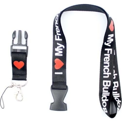 5pcs I love French Bulldog Lanyards Multicolor Accessory Holder lanyards for Key Keyring straps