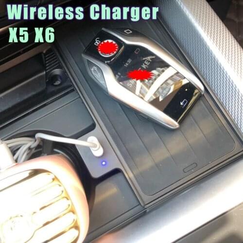 Car wireless charger for bmw x5 x6 2014 2015 2016 2017 2018 fast mobile phone charger 15w qi charger adaptor accessories