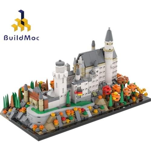 BuildMOC Creator City World Famous Buildings Germany New Swan Stone Castle Model Building Block Toys Gift Schloss Neuschwanstein