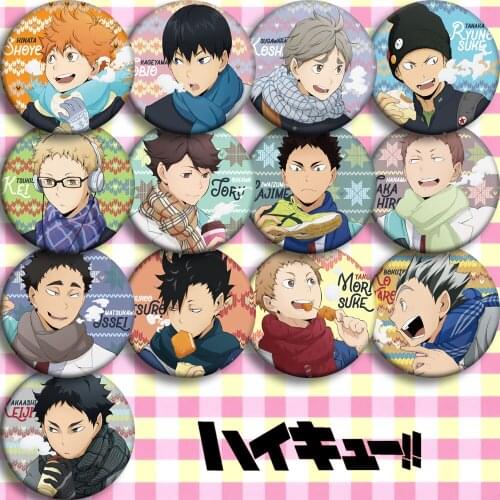 COSSUN 1PC 58MM Anime Cartoon Haikyuu!! Pin Brooch Badge Pins for Backpack Cosplay Accessories Decor Collectible Boy Girl Gift