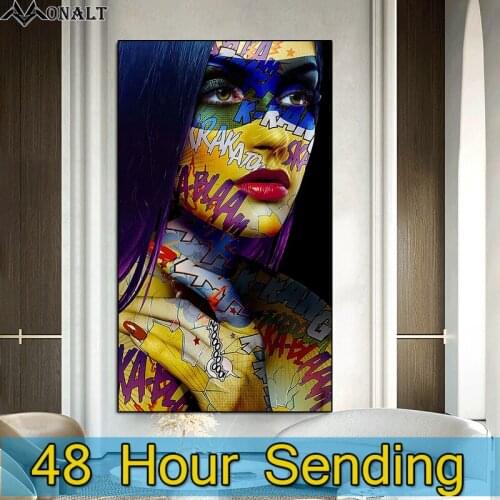 Canvas Decorativas Figure Painting Woman Doodle poster and Prints Abstract Art Living Room wall Canvas print Oil Painting