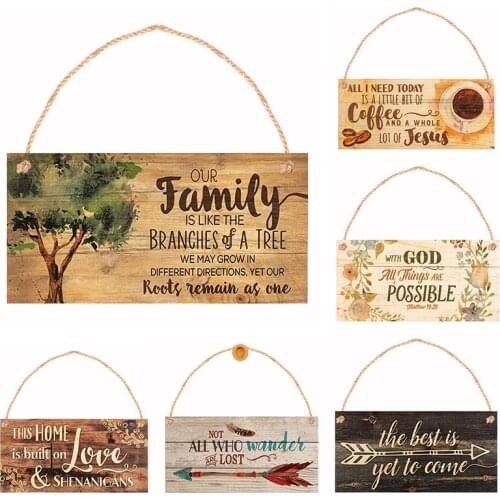Wooden Vintage Signs Decor DIY Crafts Pendant Home Door And Window Bar Cafe Decoration Family Wooden Farm House Decor Sign