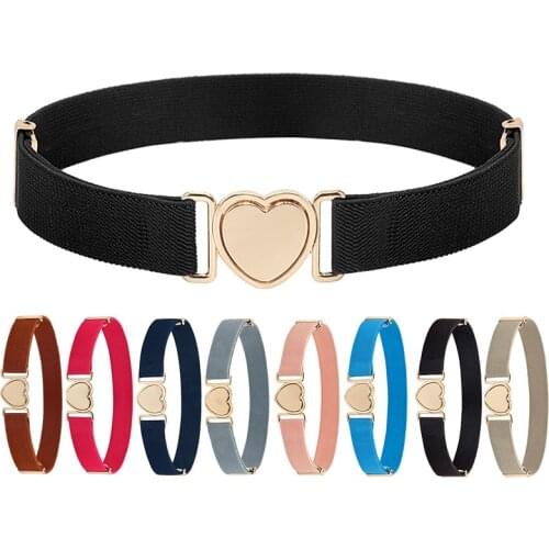 Kids Elastic Belts Girl Stretch Waist Belt Adjustable Heart Belt Uniform Belt for Teen Kids Girls Dresses Clothing Decoration