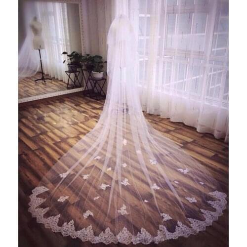 3 Meter Ivory/White Bridal Veils Lace Edge Tulle Wedding Veil 2020 Long Veu de Noiva Wedding Accessories in Stock
