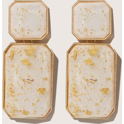 HuaTang Bohemian Big Square Drop Earrings for Women ZA Geometric Acrylic Dangle Earring Female Party Ear Hanging Jewelry Brincos