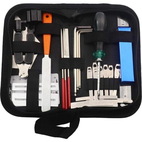 Guitar Tool Kit Repairing Maintenance Tools String Organizer String Action Ruler Gauge Measuring Tool Hex Wrench Set Files Fin