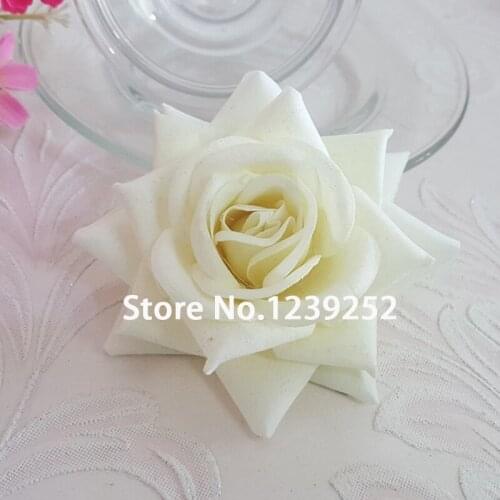 New 5Pcs 8CM White Artificial Rose Flannelette Korean Flower Heads Decorative Flowers Wedding Christmas Festival DIY Decoration