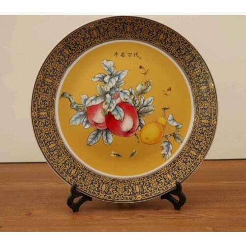 Exquisite Chinese Antique Imitation Famille Rose Auspicious Porcelain Plate ,Painted with Fructification