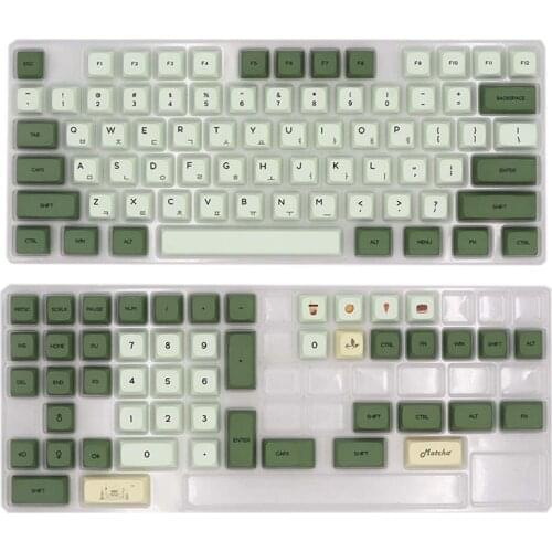 124Pcs Matcha PBT Dye-Sub Korean Keycaps With Puller For 61/64/87/96/104 Key GH60 RK61 Annie Pro Joke Custom Mechanical Keyboard