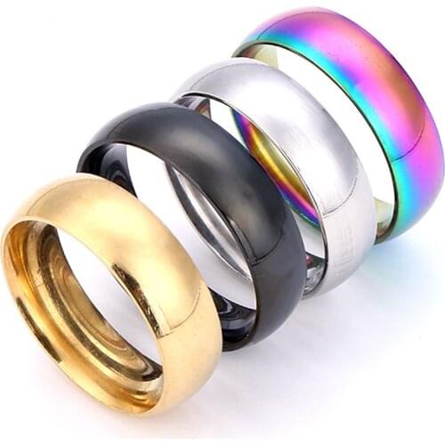 Trendy stainless steel 6mm inner and outer arc titanium steel stainless steel ring simple couple ring