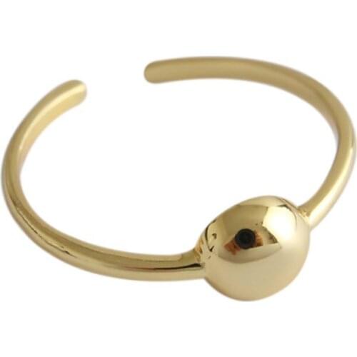 SILVERHOO Korean Style Ring For Women 925 Sterling Silver Trendy Cold Wind Personality Ring Round Smooth Surface Fine Jewelry