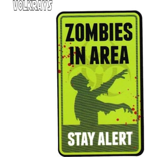 Volkrays Fashion Car Sticker Warning Sign Zombie In Area World War Walking Dead Accessories Sunscreen PVC Decal for Vw,18cm*10cm