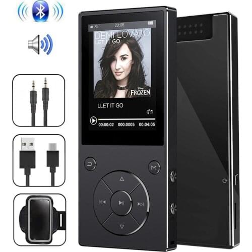 HIFI MP3 Player Bluetooth4.1 with 2.4 Inch HD TFT Large Screen Built-in Speaker with FM, Recorder Supports SD Card Up to 128GB