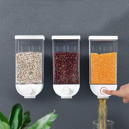 Wall-mounted Food Storage Box Multi-grain Sealed Fresh-keeping Box Organizer Jar Kitchen Accessories Plastic Box Press Type