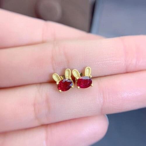 Natural Real Ruby Earring Real 925 Silver sterling Fine Charm Jewelry for Women Wedding Party Earring