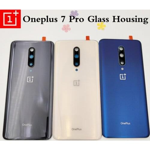 New Back Cover 100% Original Oneplus 7 Pro GM1910 Back Battery Cover Glass Door One Plus 7pro Rear Housing With Camera Glass Len