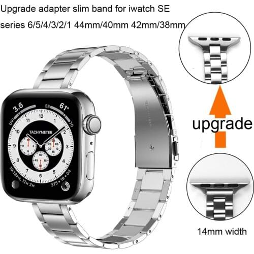 Upgrade Metal Strap for Apple Watch Band 38mm 40mm 42mm 44mm Slim Narrow Stainless Steel Link Bracelet for iWatch SE 6 5 4 3 2 1