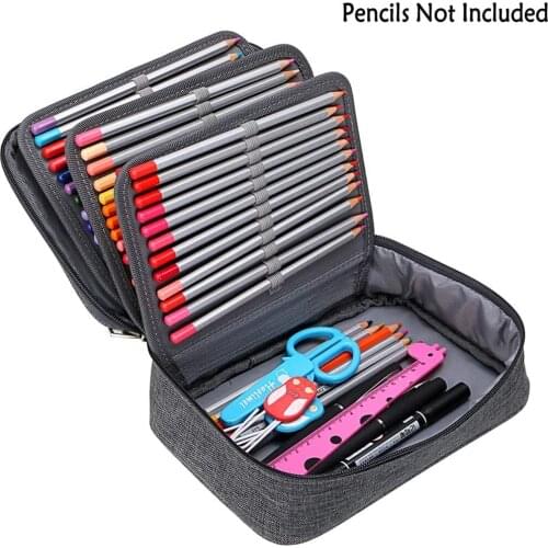 Portable Pencil Case with 2 Removable Sleeves and 72 Slots Colored Pencil Bag Pouch Cases Stationery Holder