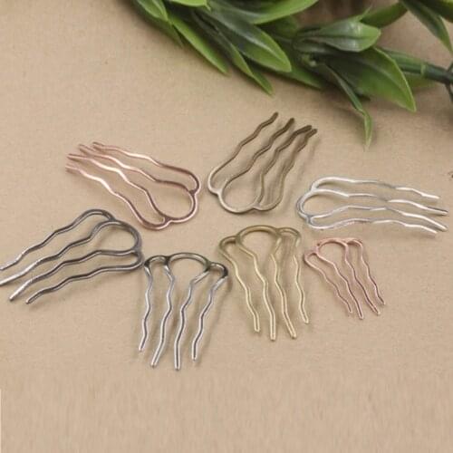REGELIN 5pcs/lot Silver color/Gold Color Retro 4 Teeth Comb Hair Accessories Hairpin Hair Wear Vintage Barrette Findings Jewelry