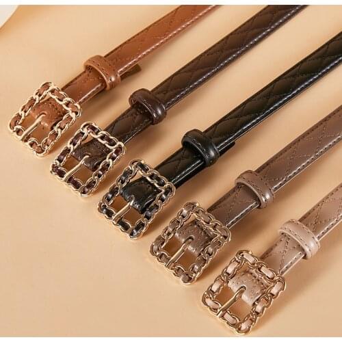 Womens belt fashion pin buckle thin belt womens casual decoration womens trousers belt 2.0cm