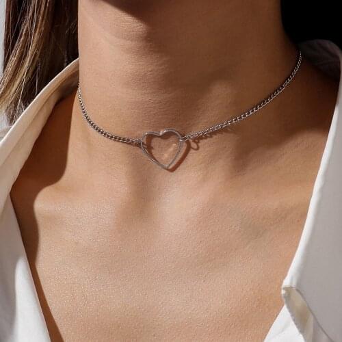 Romantic Love Heart Necklaces for Women Girl Alloy Couple Clavicle Choker Necklaces Pendants Collares Gifts Jewelry