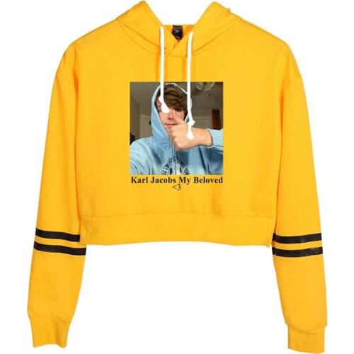 WAWNI Karl Jacobs My Beloved Waist Cap Hoodie Unique Trend Crop Tops Casual Sweatshirt Harajuku Sexy Clothes Girl Women Pullover